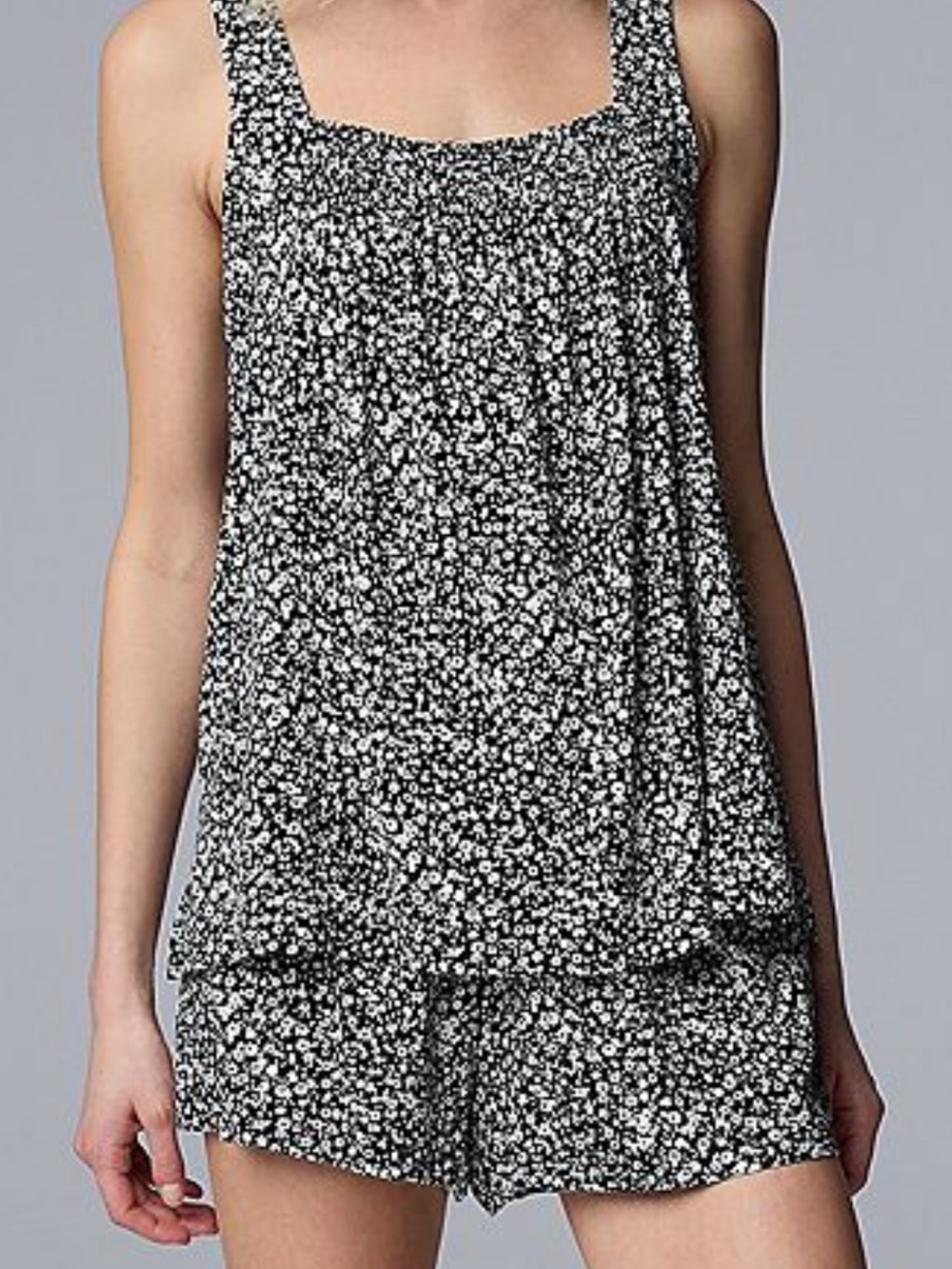 Vera Wang Black and White Floral Sleep Tank & Shorts Set